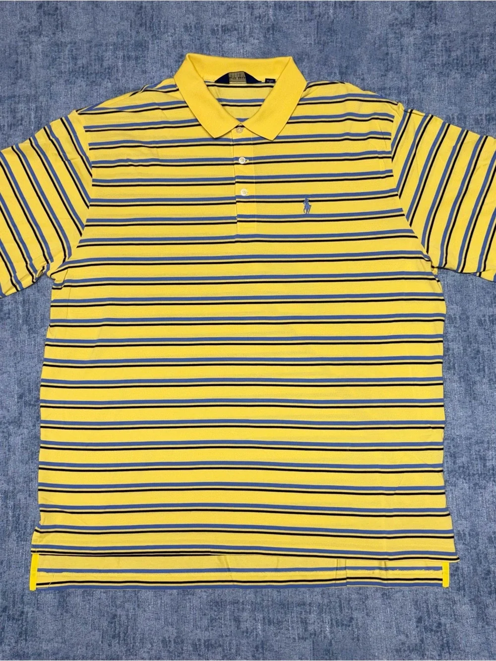 Ralph Lauren Yellow Polo with Navy & White Stripes